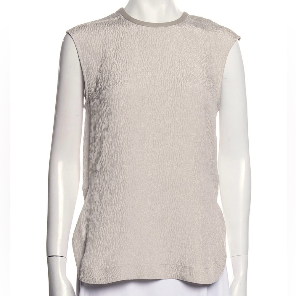 NWT Helmut Lang tissue silk and lamb leather crew neck tunic top petite size